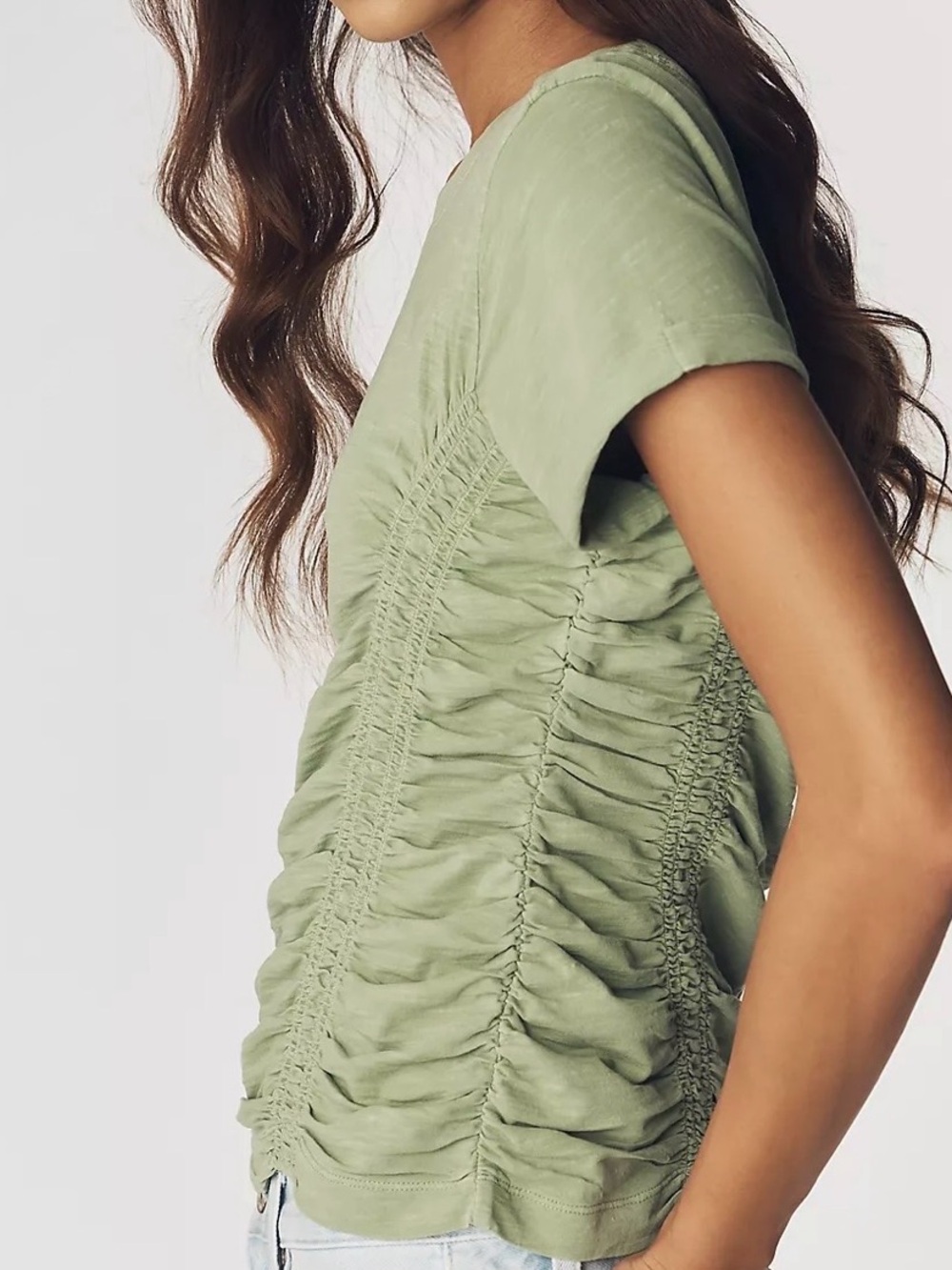 Pilcro anthropologie Ruched Top in Lime Green